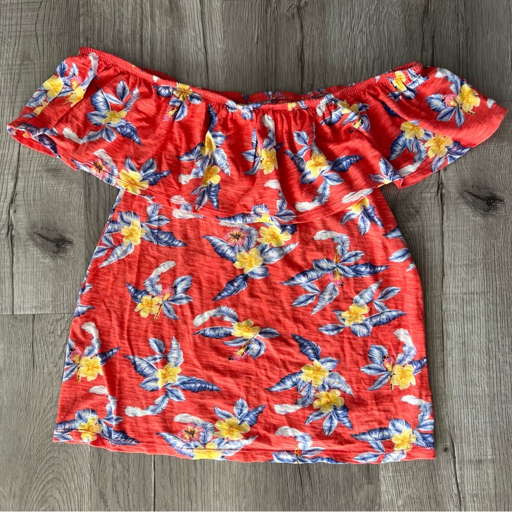 Hawaiian Off the Shoulders Top - Womens - Old Navy - orange - salmon